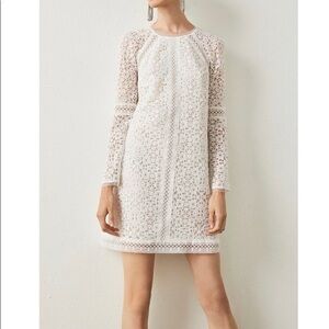 BCBG Maxazria White Lace Mod Style Shift Dress Women Size XS